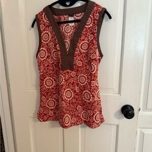 Patagonia Burgundy and Brown Floral Sleeveless Top
